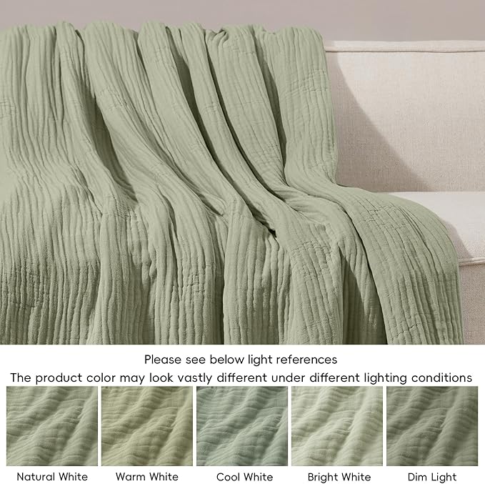 PHF Cooling Muslin Blanket King Size 104"x80", 6-Layer Lightweight Gauze Blanket Made from 35% Rayon Derived from Bamboo & 65% Cotton, Breathable & Ultra Soft Cozy, Aesthetic Home Decor, Tea