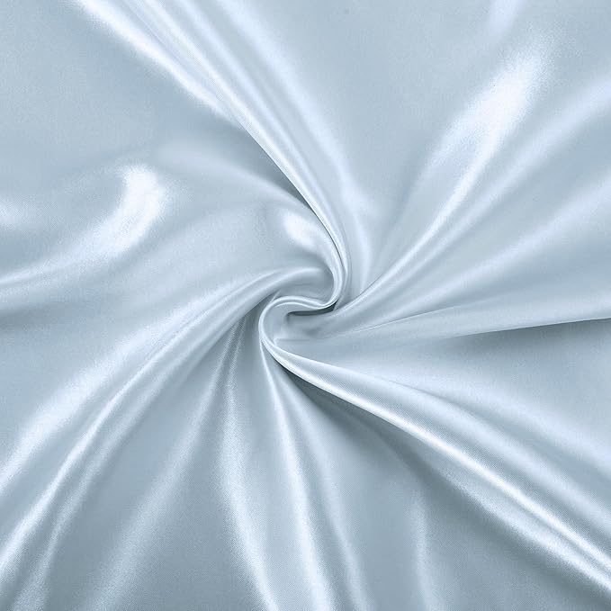 SiinvdaBZX 2-Piece Set Satin Crib Sheets & Crib Bed Skirt, 52" x 28" Silky Soft Ruffled Baby Crib Skirt with Adjustable Elastic 14" Drop, Fit for Standard Crib & Toddler Bedding (Baby Blue)