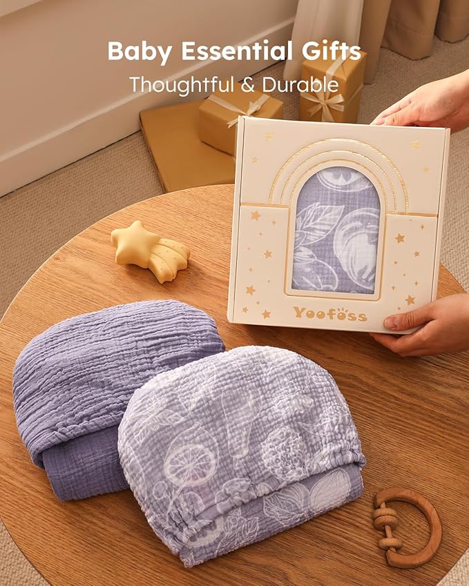 Yoofoss Muslin Crib Sheets for Boys Girls, Organic Baby Crib Sheets for Standard Crib Mattress & Toddler Mattress, Soft, Breathable, Durable 52"x28"
