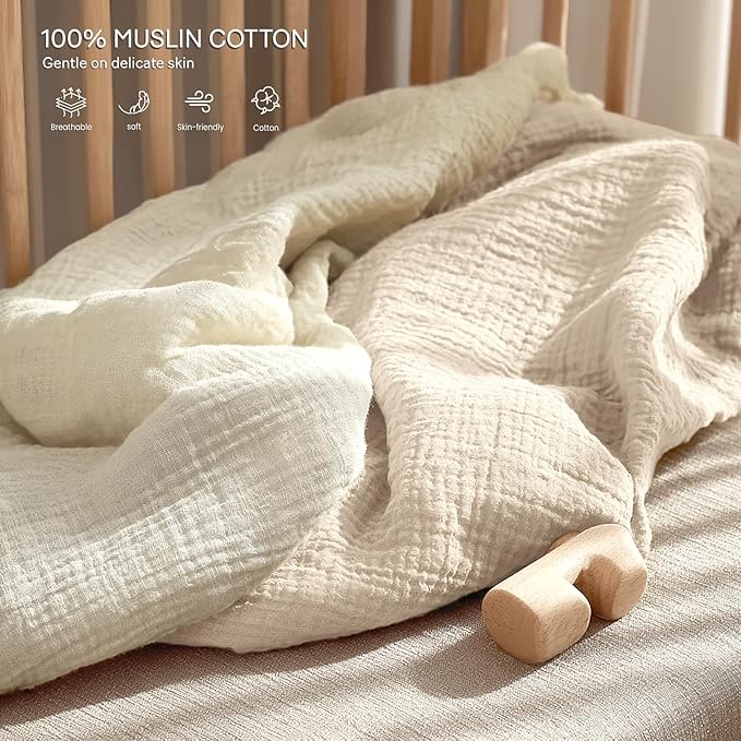 lulumoon Pack and Play Sheets Muslin: Cotton Fitted Sheets for Guava Family Pack N Play - Soft Playard Sheets for Boys and Girls 2Pack