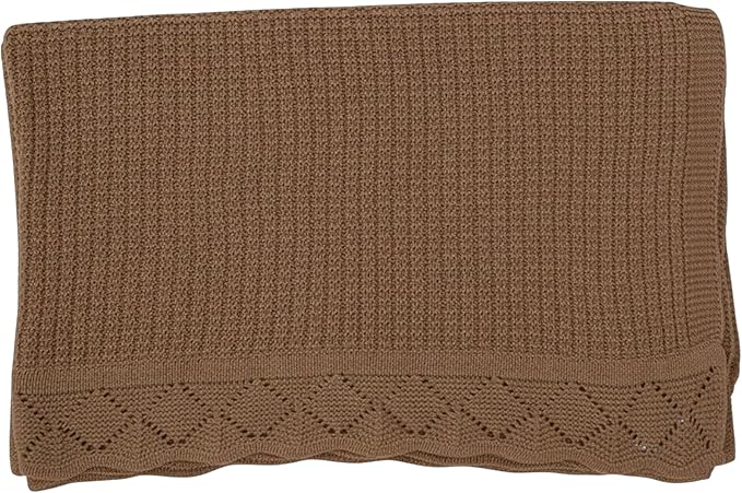 Baby Knit Blanket, 100% Cotton Waffle Patterns, Soft, Cozy, Lightweight Swaddle for Newborn & Infant Swaddling Beige Neutral, Perfect Baby Shower Ideas Mocha 30x30