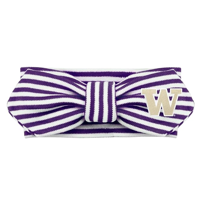 Creative Knitwear Washington Huskies Infant Girls Purple/White Striped Hair Knot Headband Embroidered Logo - Size Newborn - 4T