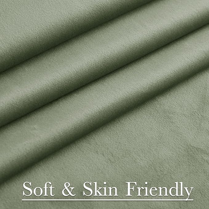 StangH Sage Green Velvet Curtains 94 inches Long Back Tab Soft Thermal Insulated Room Darkening Window Drapes Spring Home Decor for Bedroom Living Room, W52 x L94, 2 Panels