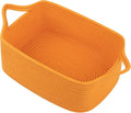 OIAHOMY Woven Basket, Gift Basket Empty with Gift Bags and Ribbons, Rope Baskets for Baby Showers, Storage Baskets with Handles for Nursery, Pet Toy Organizer - Orange