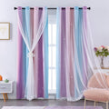 XiDi Curtains for Girls Bedroom Kids Room Unicorn Princess Theme Home Decor 72 inches Length Pink/Purple, W52 X L72 2 Panels