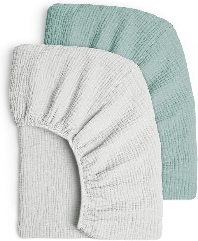 Lulu Moon Muslin Crib Sheets - Fitted Crib Mattress Sheets for Boys and Girl - 28"x 52", 2 Pack