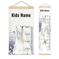 Personalized Kids Name Growth Chart Ruler for Wall Wood Frame Height Measure Chart 13.4x56 in Linen Hanging Height Growth Chart Winter Snow Animal Polar Bear Kids Room Decor