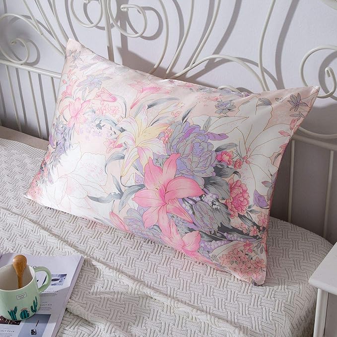 SLPBABY Silk Pillowcase for Hair and Skin with Hidden Zipper Print (Standard, Pattern15)