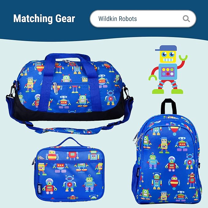 Wildkin Kids Microfiber Nap Mat – Soft Sleep Mat with Pillow, Ideal for School & Travel - Robots