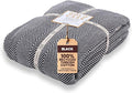 Gold Case Throw Blanket for Bed - 100% Recycled Turkish Cotton Blanket - Elegant Lightweight Soft Throw Blankets for Bed & Living Room - Twin Size Cozy Blankets - 71x90 - Black
