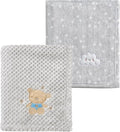 CREVENT 2Pcs 30''X40'' Cute Cozy Fluffy Warm Baby Blankets for Infants Toddlers' Bedding Crib Cot Stroller - Grey Cloud + Baby Bear