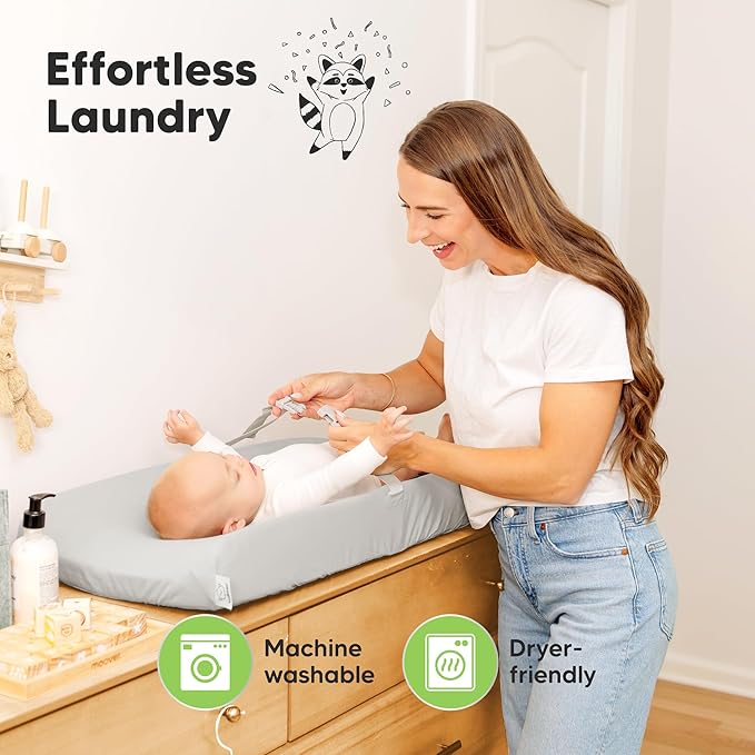 2-Pack Baby Changing Pad Cover for Girl, Boy - 32x16 Soft Viscose Derived from Bamboo Baby Diaper Changing Table Pad Cover Sheets, Neutral, Snug Fit Nursery Diaper Change Sheets (French Gray)