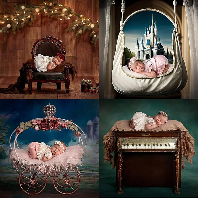 2PC Newborn Photography Butterfly Posing Pillow Basket Filler & Positioner for Babies DIY Newborn Professional Photography Prop White