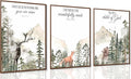 3pcs Forest Animals Bible Verse Wall Art Misty Forest Deer Bear Fox Paintings Canvas Prints Poster Inspirational Quotes Pictures Wall Decor for Home Bedroom Nursery Baby Room Playroom Decor Unframed