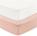 david's kids Muslin Crib Sheets for Girls, 2 Pack 100% Cotton Soft Breathable Fitted Baby Sheet Set, Standard 52"x28" Crib and Toddler Mattress, Snow White & English Rose