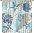 Coastal Curtains Ocean Beach Themed Room Darkening Window Curtain Nautical Coral Blackout Curtain for Bedroom Living Room Bathroom Nursery Set 2 Panels,84x84 Inches