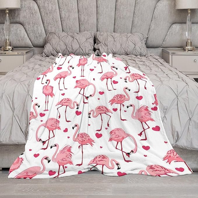 Flamingo Blanket for Girls, Women, and Kids - Soft Warm Cozy Fleece Throw for Couch, Sofa, Bed - Pink Gift for Flamingo Lovers - 60"x80"