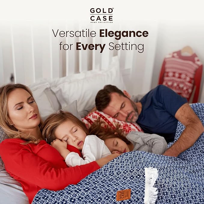 Gold Case Throw Blanket for Bed - 100% Recycled Turkish Cotton Blanket - Retro Lightweight Soft Throw Blankets for Bed & Living Room - Queen Size Cozy Blankets - 90x90 - Beige