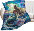 Mermaid Blanket Navy Mermaids Gifts for Girls Boys Woman Kids Ocean Mermaid Lover Coastal Throw Blankets Soft Blanket Warm Fleece Flannel Plush Blankets for Bed Sofa Couch 40"x50"
