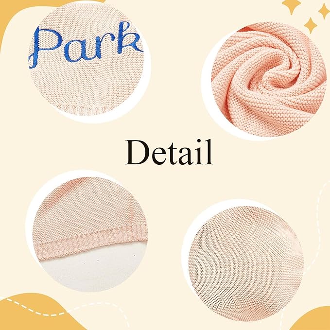 Luxury Personalized Baby Blanket, Soft Breathable Cotton Knit, Custom Embroidered Name Blanket, Newborn Baby Gift, Baby Shower Present, Gifts for New Mom, Baby Girl & Boy Style 2