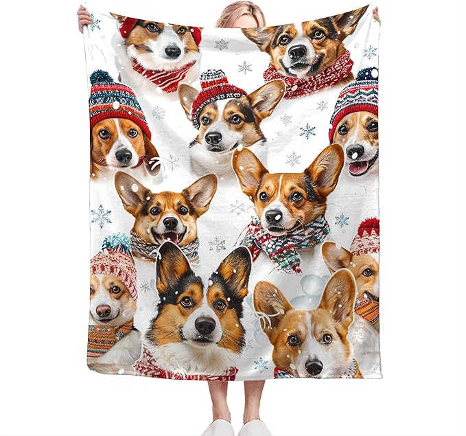 Corgi Blanket Funny Corgi Dog Gifts for Girls Boys Woman Kids Cute Corgis Lover Bear Throw Blankets Soft Blanket Warm Fleece Flannel Plush Blankets for Bed Sofa Couch 40"x50"