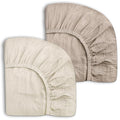 Pack and Play Sheets for Baby Boy and Girl 2 Pack, Neutral Muslin Cotton Pack N Play Mattresses Sheet 27"x39", Muslin Nursery Bedding Soft and Breathable Comfort (Beige & Cream)