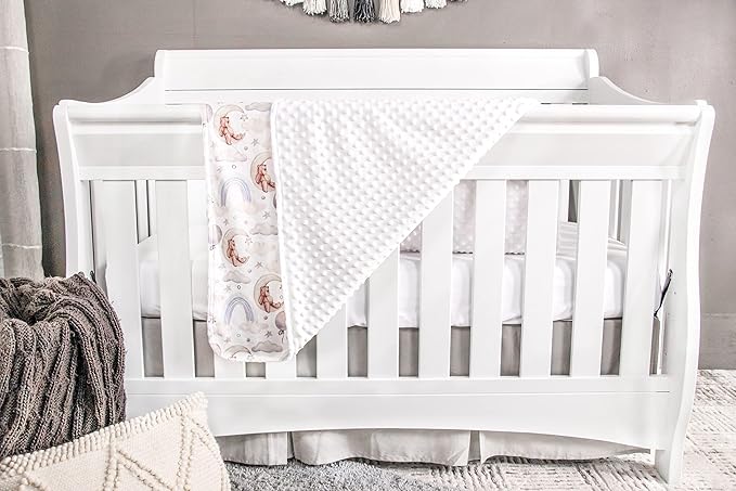 Top Tots Deluxe Minky Baby Blanket - Moon Bears, 40 x 29 Inch White