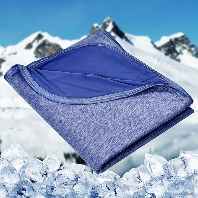 HOMFINE Cooling Blankets for Hot Sleepers - Summer Blanket Thin Lightweight Breathable Soft Double Side Enhanced Cooling for Bed Couch Sofa, Keep Cool for Night Sweats (Dark Blue, 60 x 80 inches)