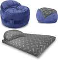 CordaRoy's NEST Gaming Bean Bag Chair-Convertible Bean Bag Chair -Washable Chenille Cover with Pockets for Remote,Controllers-for Living Room,Basement-Full Size-Navy|Made in The USA