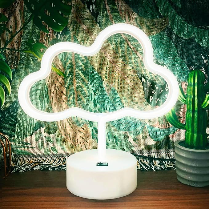 Cloud Neon Sign - White LED Cloud Light for Bedroom Decor, USB/Battery Powered, Aesthetic Neon Sign Lamp for Kids, Teens, Adults, Birthday Parties, Christmas