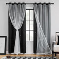XiDi Black Out Curtains for Bedroom, Girls Room Decor, Unicorn Theme for Kids, Living Room - 63 Inches Long 52 Inches Wide 2 Panel Black