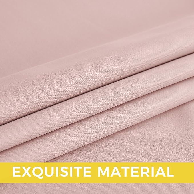 NICETOWN Blush Pink Room Darkening Curtains 36 Inches Long 2 Panels for Girls Room, Bedroom, Nursery Thermal Insulated Blackout Drapes Solid Grommet Noise Reducing Window Curtains, W40