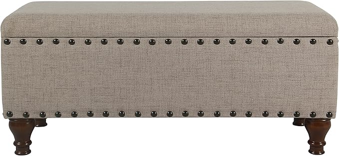 HomePop Large Storage Bench with Nailhead Trim - Tan