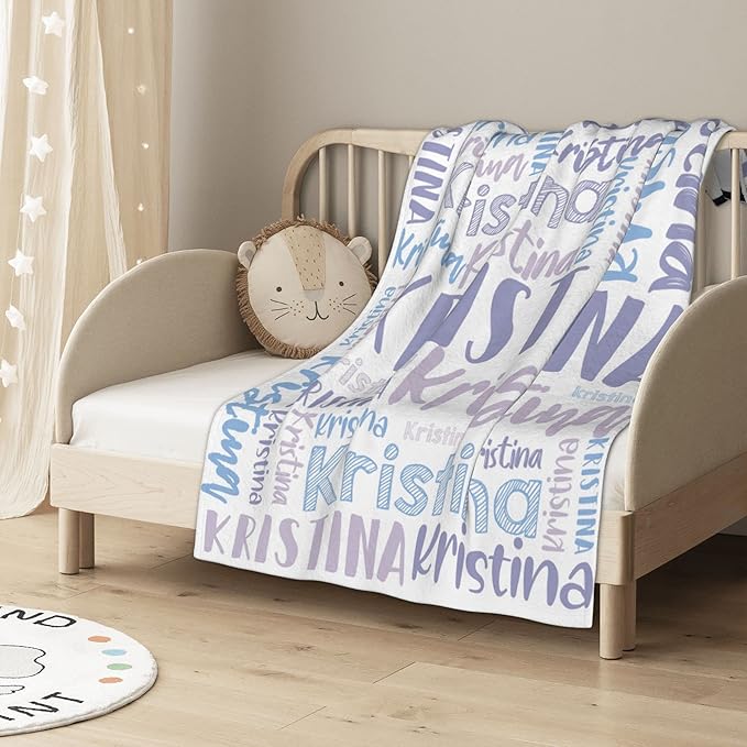 Dr.TOUGH Personalized Blankets with Name Customized Baby Blankets for Girls Boys Adults Monogrammed Blankets and Throws Christmas Birthday Mothers Fathers Valentines Day Gift (Light Purple,30''×40'')