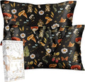 Silk Pillowcase 2 Pack - Pillow Cases 20" x 30" Queen Size Set of 2 for Hair and Skin Smooth Soft Breathable with Hidden Zipper Cooling Pillow Covers for Sleeping,Mushroom Plants