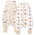 Mama Cheetah Toddler Sleep Sack with Feet 3T-4T, 0.5 TOG Organic Cotton Baby Wearable Blankets with Legs, Baby Sleeping Bag for Walkers, Early Walker Large