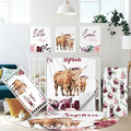 Personalized Name Baby Crib Bedding Set, 5 Pcs Custom Highland Cow Nursery Bedding Sets for Baby Girls Boys, Soft Double Layer Blanket, Newborn Infant, Toddler Crib Set