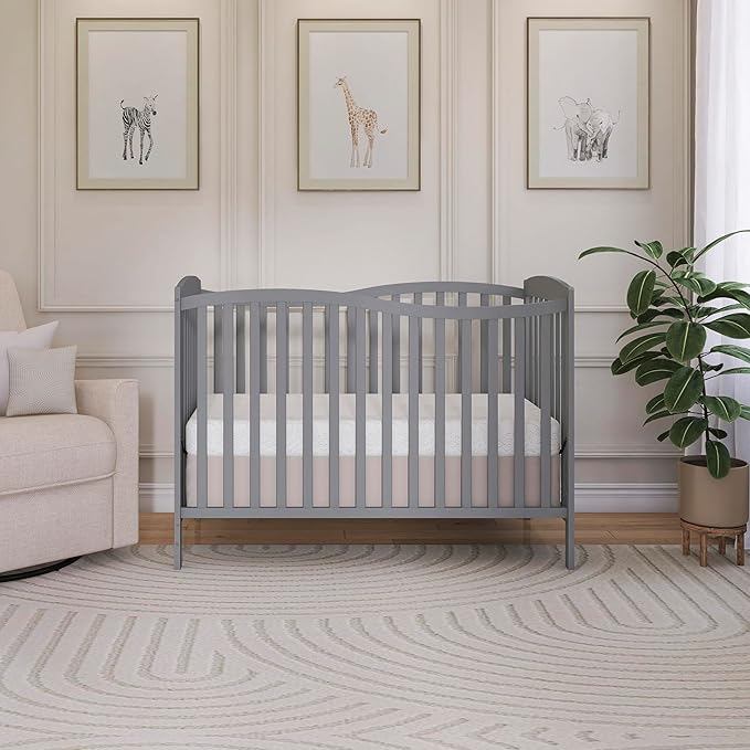 Dream On Me Chelsea 5-in-1 Convertible Full-Size Baby Crib in Steel Grey, GreenGuard Gold & JPMA, Pinewood, 4 Mattress Heights, Converts to Toddler, Day & Full-Size Bed, Modern Classic Nursery
