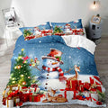 LUVIVIHOME 3PCS Cute Snowman Duvet Cover Full Bedding Set, Christmas Bedding, Santa Claus Deer Cardinal Christmas Tree Winter Holiday New Year Xmas Gifts Christmas Comforter Quilt Cover 2 Pillow Shams