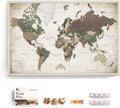 Canvas World Map with Cork Pin Board - English Lettering - Decorative Wall Decoration for All Rooms - Canvas Pictures with World Map Motif (120x80 cm, Pattern 24)