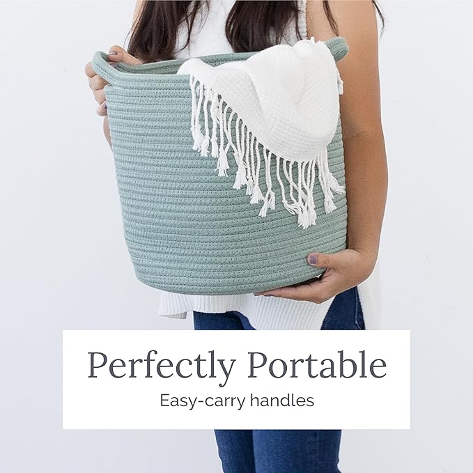 Natemia Extra Large Woven Storage Basket (20" x 20" x 14") - Baby & Toy Organizer, Blanket Basket, Perfect Baby Registry Gift