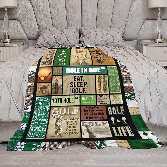 Golf Blanket Gifts for Golf Lovers Golf Throw Blanket for Women Men Adults Soft Warm Cozy Fleece Blanket for Couch Sofa Bed 50"x60"