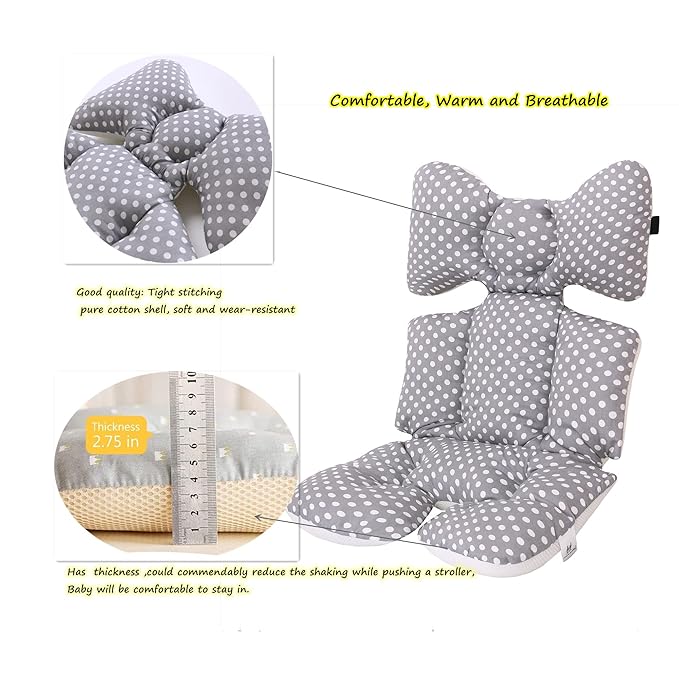 Baby Seat Pad Liner for Stroller–Soft and Breathable，3D Air Mesh Cotton Universal Baby Stroller Cushion (Grey Point)