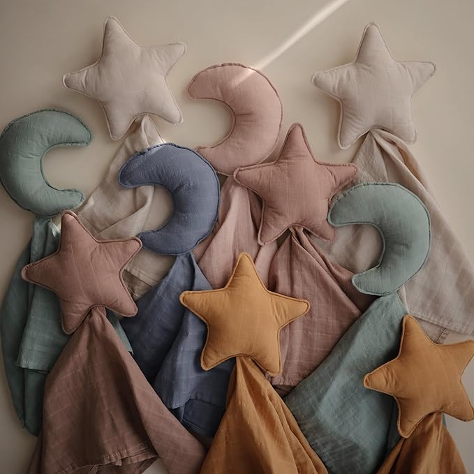 mushie Star Security Blanket | Baby Lovey | 100% Organic Muslin Cotton (Fall Yellow)