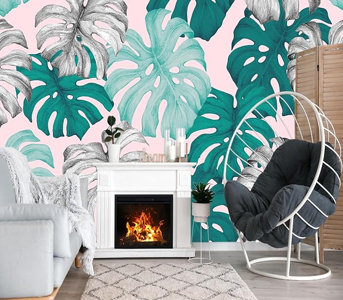 XMPMBM-Tropical Leaf Botanical backsplash Large Decorative Wallpaper Banana Leaf Plant Bedroom Bathroom Wall Mural- W 154" X H 105"（112 Square Foot）