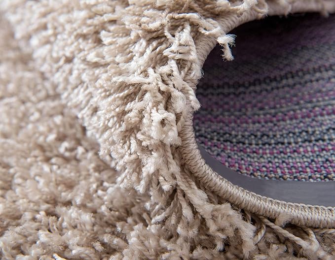 Unique Loom Solid Shag Collection Area Rug (2' 7" x 10' Runner, Taupe)