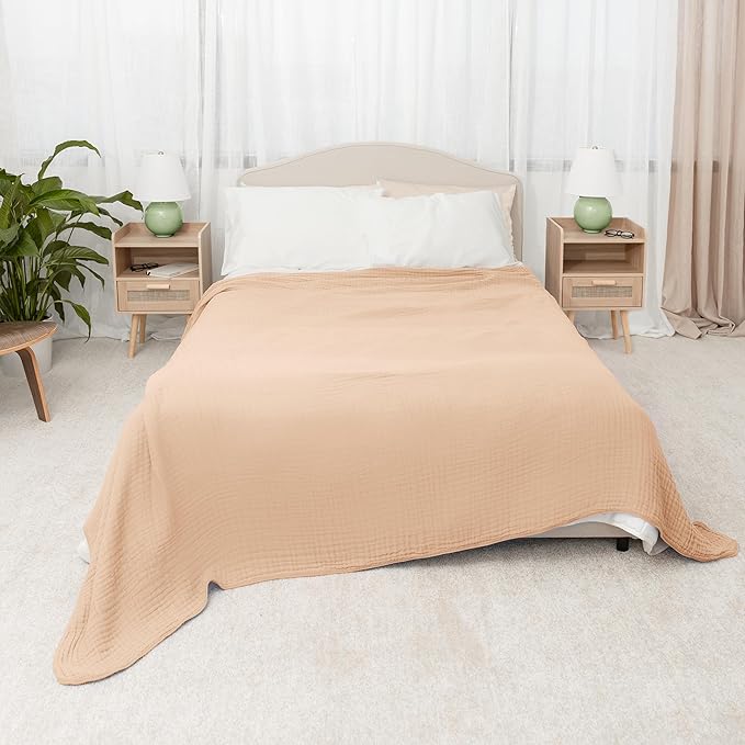 Comfy Cubs Muslin Blanket for Adults King 108" x 90" - 6 Layer Soft, Breathable & Lightweight Muslin Adult Blanket - Machine Washable & Designed in The US Bedding for All Seasons - Cream