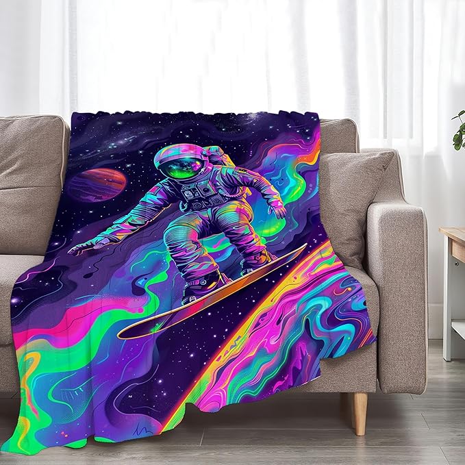 Astronaut Blanket Spaceman Throw Blanket Astronaut Gifts and Decor Fantasy Astronaut Blanket for Boys Girls Women Men Kids Adults Soft Warm Cozy Fleece Blanket for Couch Sofa Bed 50"x40"
