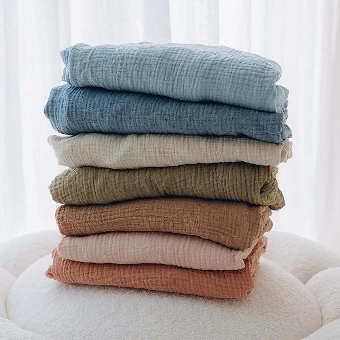 Dreamology Mini Muslin Crib Sheets,100% Cotton Mini Crib Sheets,2 Pack,Soft & Breathable,Crib Sheet,Girl,Boy,Pack n Play Sheets,Pack and Play Sheets Fitted,24x38 Mini Crib Sheet | Blue and Light Blue