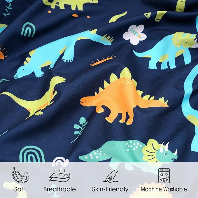 PHF Soft Crib Sheet Fitted, 2 Pack Baby Sheets for Boys Girls, 28x52x9in Fits Standard Crib and Toddler Mattresses, Silky Comfy Breathable Polyester Baby Mattress Sheets, Dinosaur